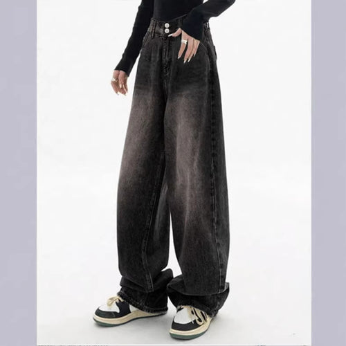 Damen Extraweite High‑Waist Denim‑Baggy‑Jeans mit verlängertem Saum Nord Taschen