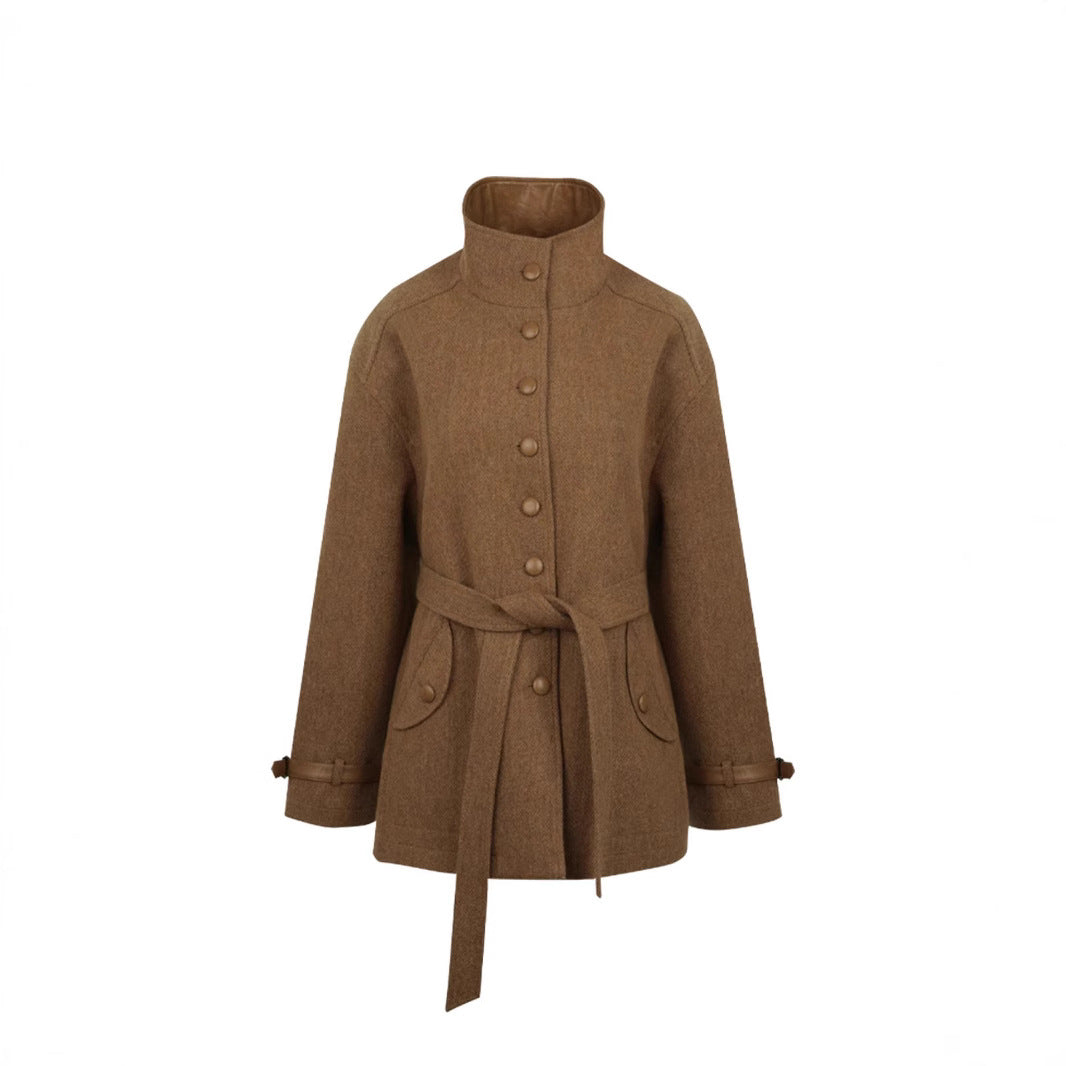 Damen Elegante und bequeme Wolljacke mit hohem Kragen Nord Taschen