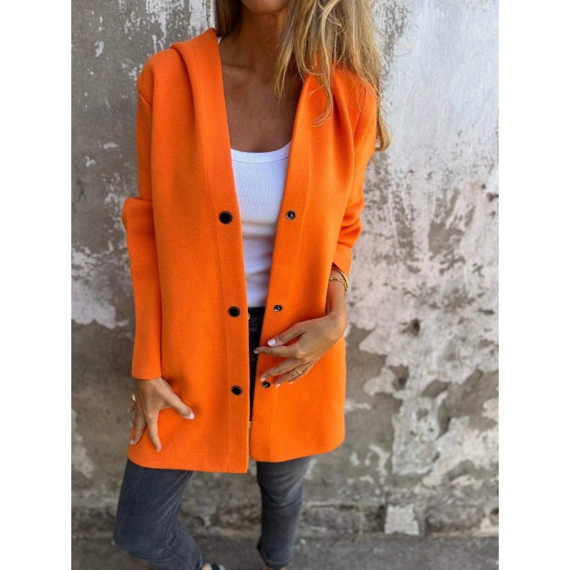 Damen Midilanger Oversize-Mantel aus Wollmix mit klarer Knopfleiste und minimalistischem Revers Nord Taschen