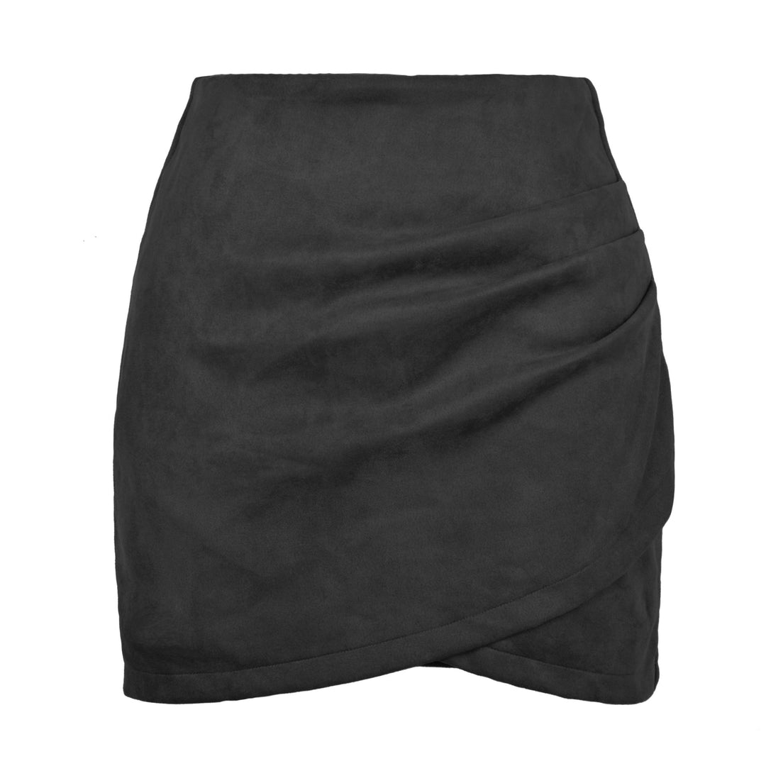 Damen High-Waist Wickelrock aus samtigem Mikrofaser