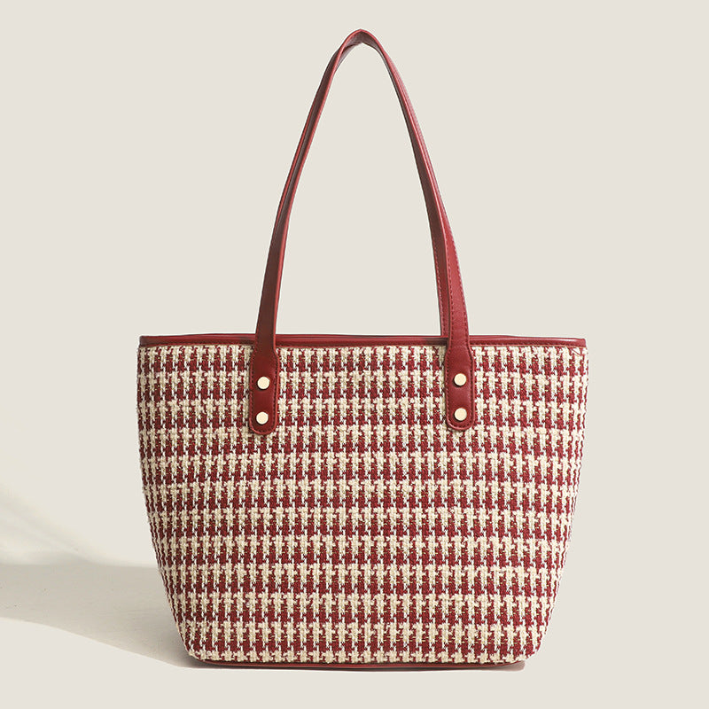 Damen Einkaufstasche mit eleganter Henkeldesign und handgewebtem Muster Nord Taschen