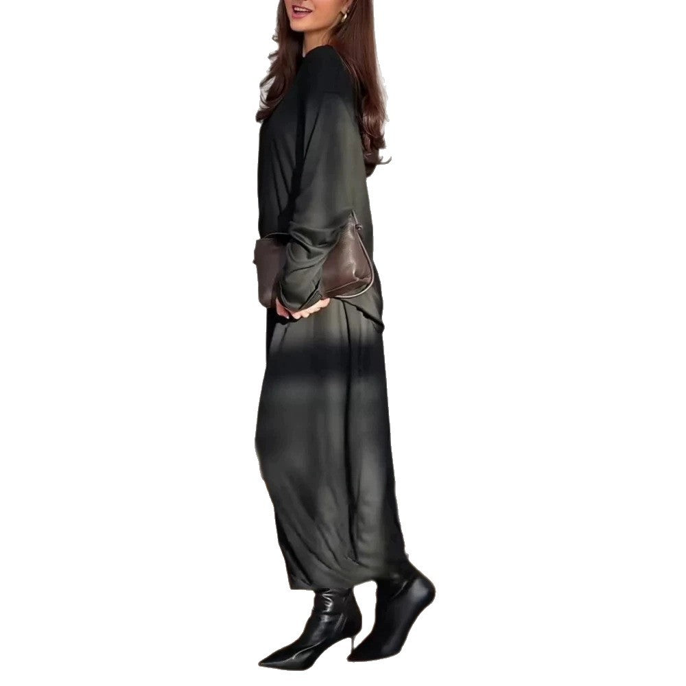 Damen Oversize-Seidiges Ensemble mit kastigem Oberteil und ballonförmiger Plissee-Hose Nord Taschen