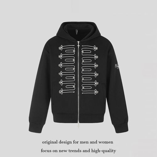 Unisex Zip-Kapuzenjacke im Military-Stil mit Zierkordeln und Metallknöpfen Nord Taschen