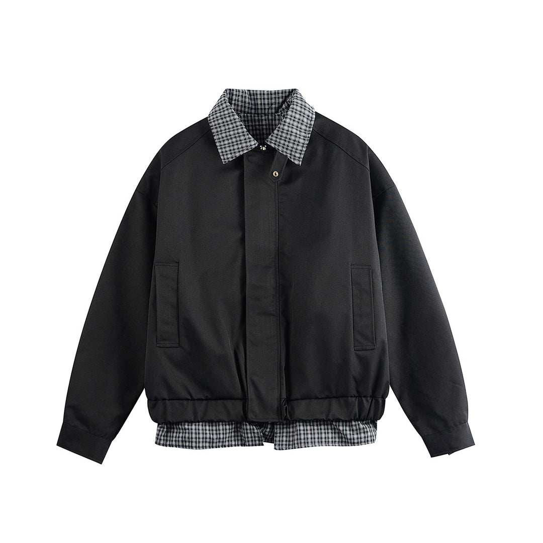 Herren Layered-Optik Blousonjacke mit Karokragen und verstellbarem Saum Nord Taschen