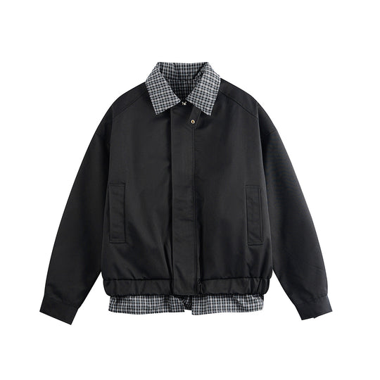 Herren Layered-Optik Blousonjacke mit Karokragen und verstellbarem Saum Nord Taschen