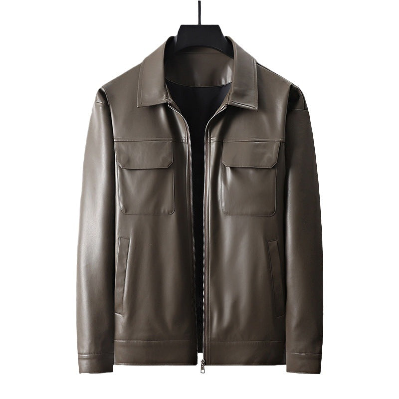 Herren minimalistische Lederimitatjacke mit durchgehendem Reißverschluss und aufgesetzten Brusttaschen Nord Taschen