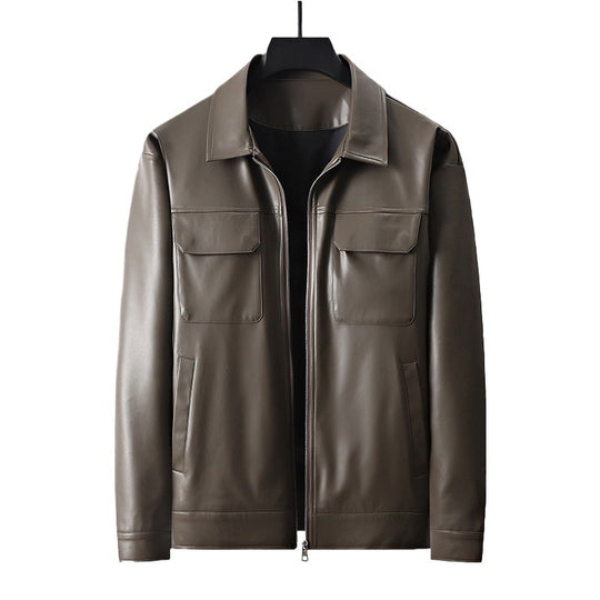 Herren minimalistische Lederimitatjacke mit durchgehendem Reißverschluss und aufgesetzten Brusttaschen Nord Taschen