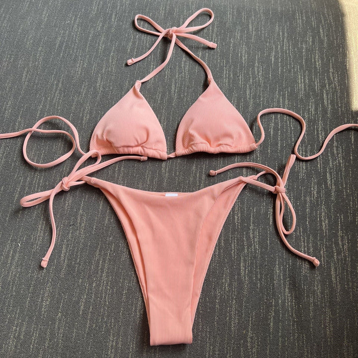 Damen Triangel-Bikini mit seitlichem Knoten und verstellbaren Trägern