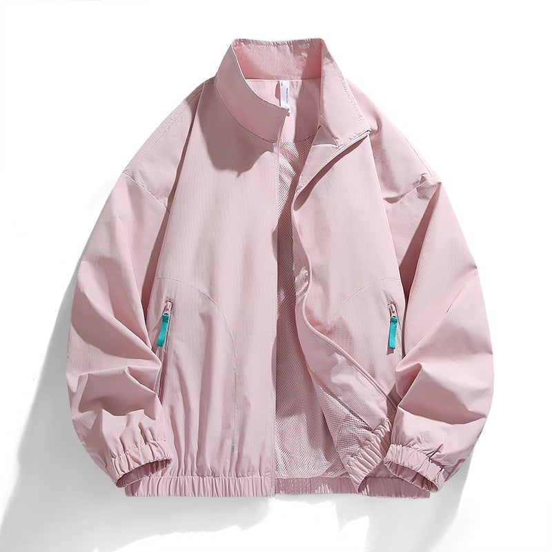 Herren Leichte Windbreaker-Jacke mit Mesh-Innenfutter, Stehkragen und kontrastierten Zipperlaschen Nord Taschen