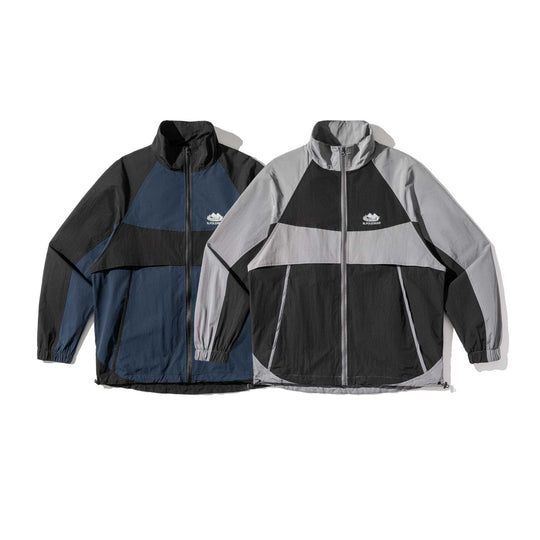 Unisex Leichte Colorblock-Windjacke im Boxy-Cut mit hohem Stehkragen und Kordelzugsaum Nord Taschen