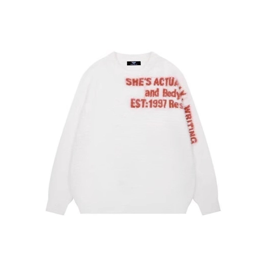 Damen Lässiger Oversized Pullover mit grafischem Print Nord Taschen