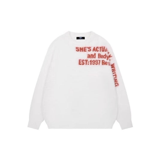 Damen Lässiger Oversized Pullover mit grafischem Print Nord Taschen