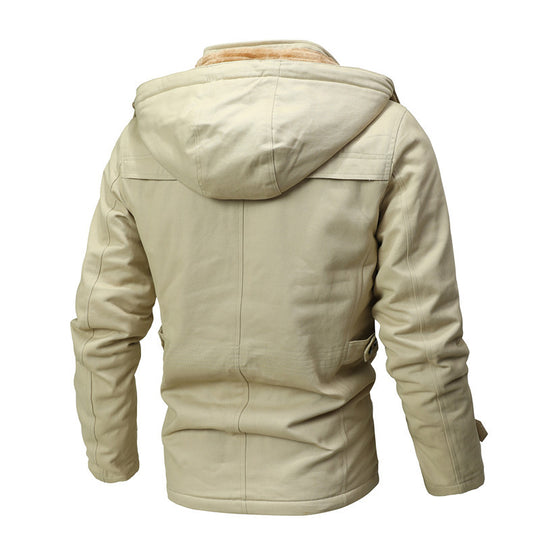 Herren Parka-Jacke mit Kapuze, Thermofutter und Metallknöpfen Nord Taschen