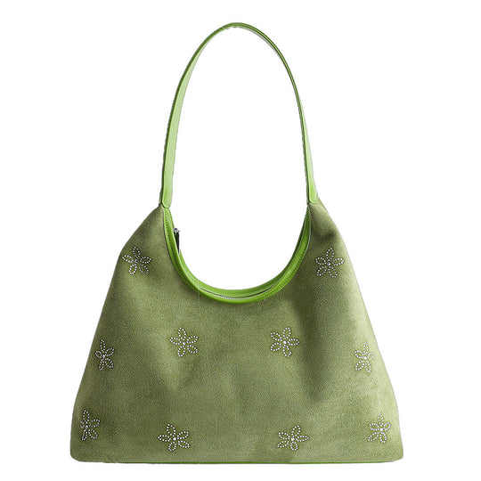 Damen Hobo-Tasche aus weichem Veloursleder mit funkelnden Applikationen Nord Taschen