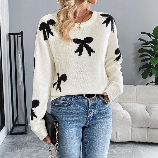 Damen Modischer Pullover mit Schleifenmuster Nord Taschen