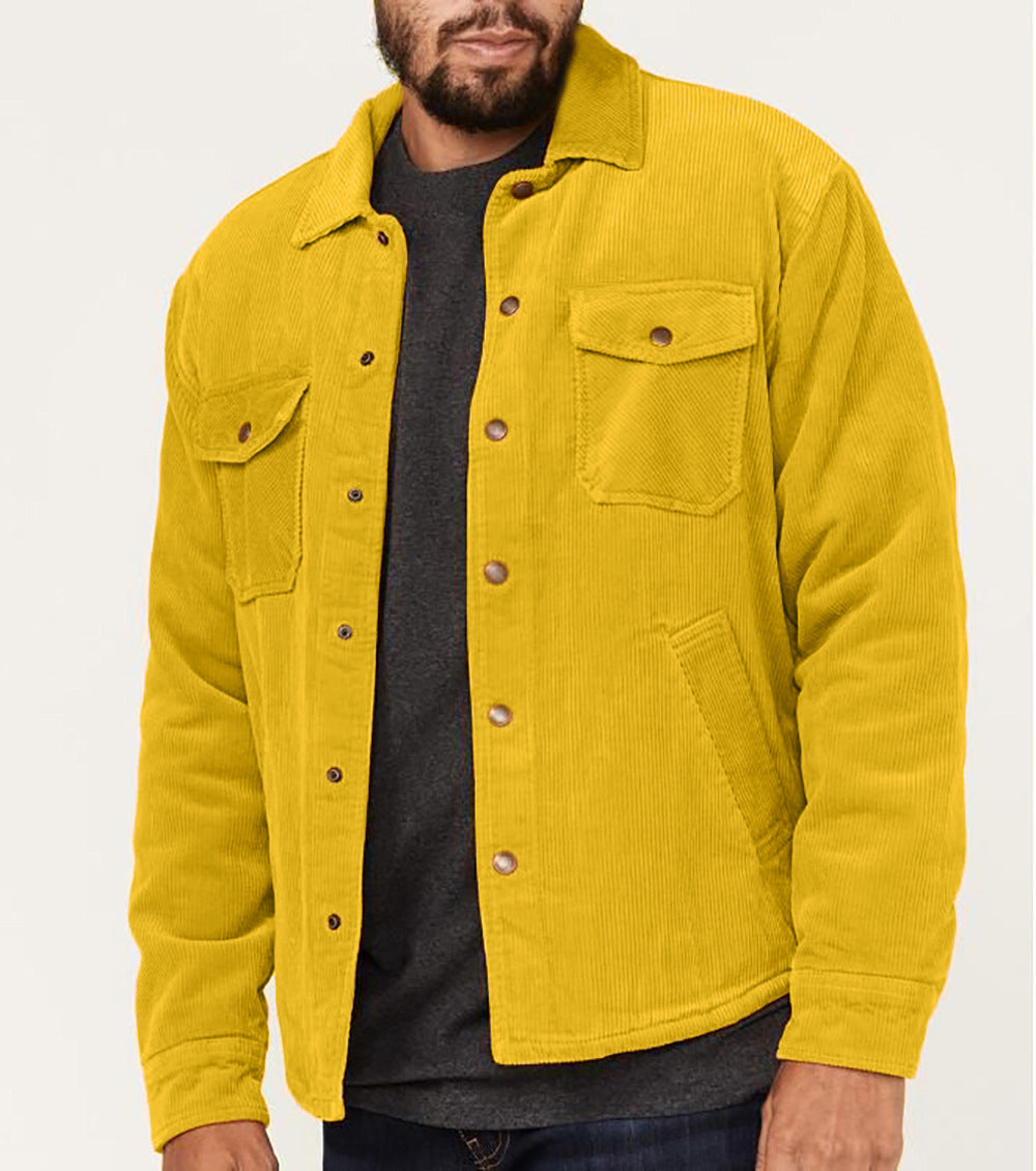 Herren Kord-Worker-Overshirt mit Druckknopfleiste, Pattentaschen und aufgesetzten Eingrifftaschen Nord Taschen