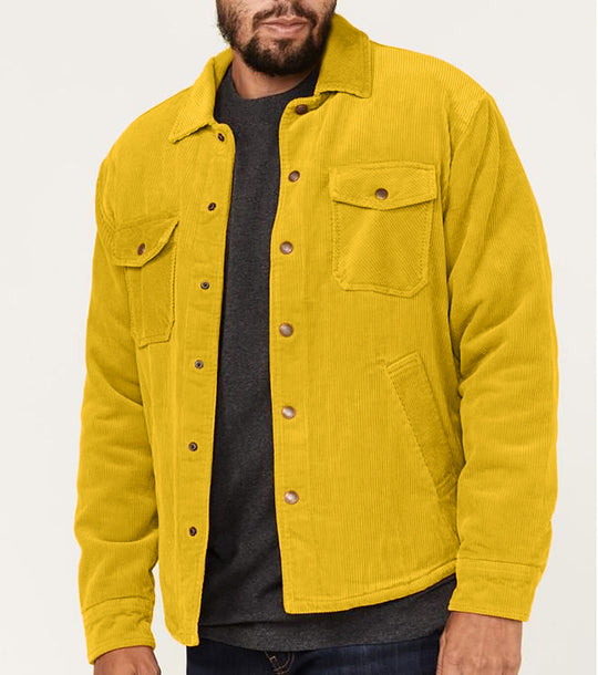 Herren Kord-Worker-Overshirt mit Druckknopfleiste, Pattentaschen und aufgesetzten Eingrifftaschen Nord Taschen