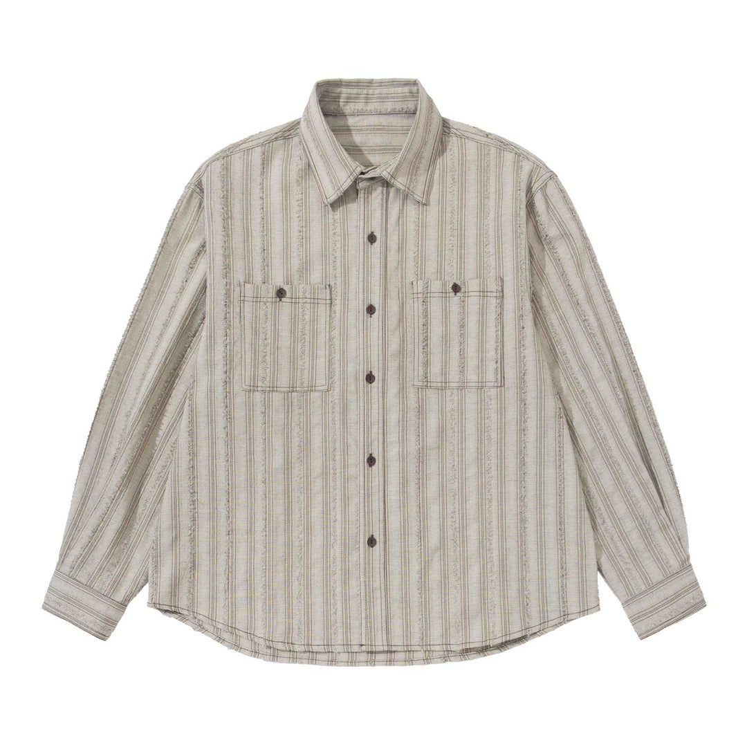 Herren lockeres gestreiftes Overshirt im Hemdjacken‑Stil mit Brusttaschen und abgerundetem Saum Nord Taschen