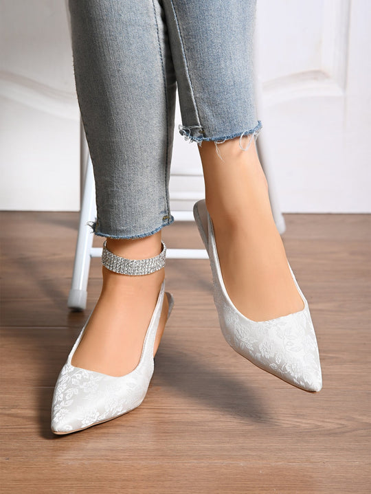 Damen elegante Slingback-Pumps mit floralem Jacquard-Muster