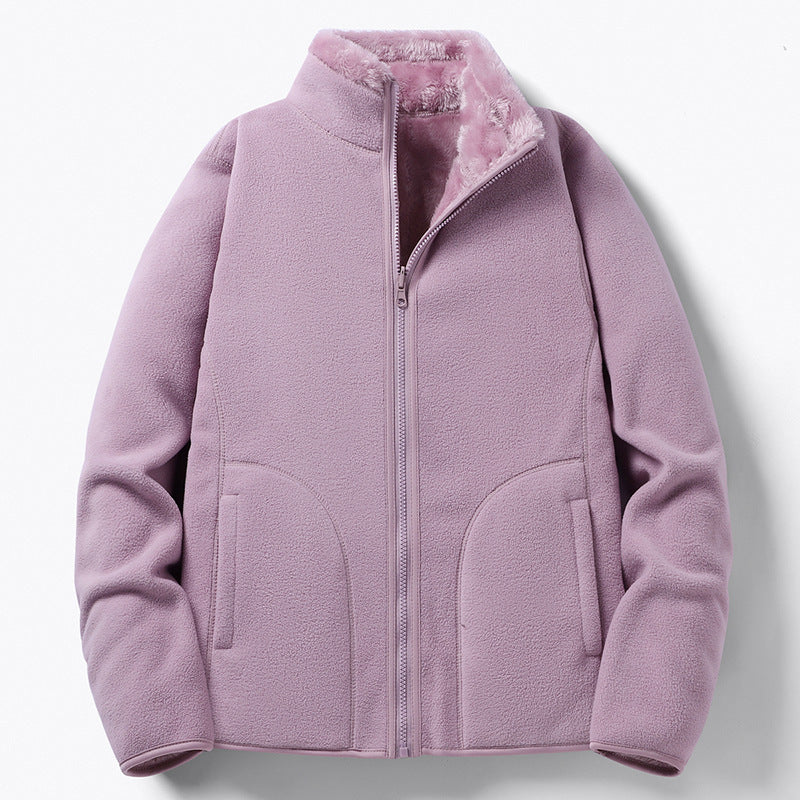 Damen Gefütterte Fleece-Jacke mit Teddyfutter, Stehkragen & durchgehendem Reißverschluss Nord Taschen