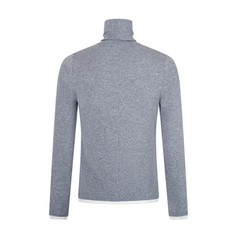 Herren Slim-Fit Rollkragen-Feinstrickshirt mit Melange-Jersey und Stretch Nord Taschen