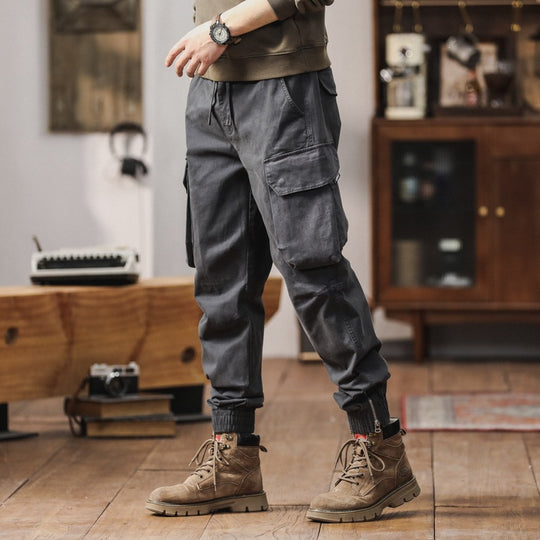 Herren Cargo-Jogginghose mit Kneebel-Taschen, Tunnelzugbund und gerafften Bündchen Nord Taschen