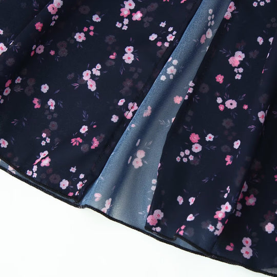Damen Maxikleid mit Volants, V-Ausschnitt und floralem Chiffon-Look Nord Taschen