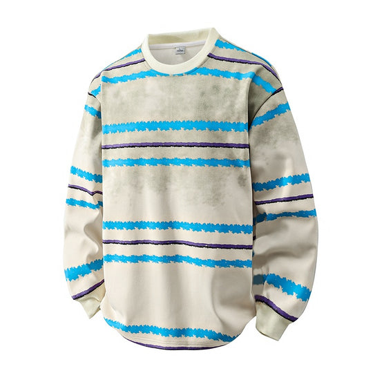 Herren Rundhals-Sweatshirt mit Aquarellstreifen und gerippten Bündchen Nord Taschen