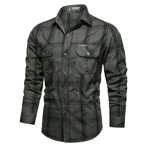 Herren kariertes Utility-Hemd mit Brustpattentaschen und verstärktem Canvas-Finish Nord Taschen