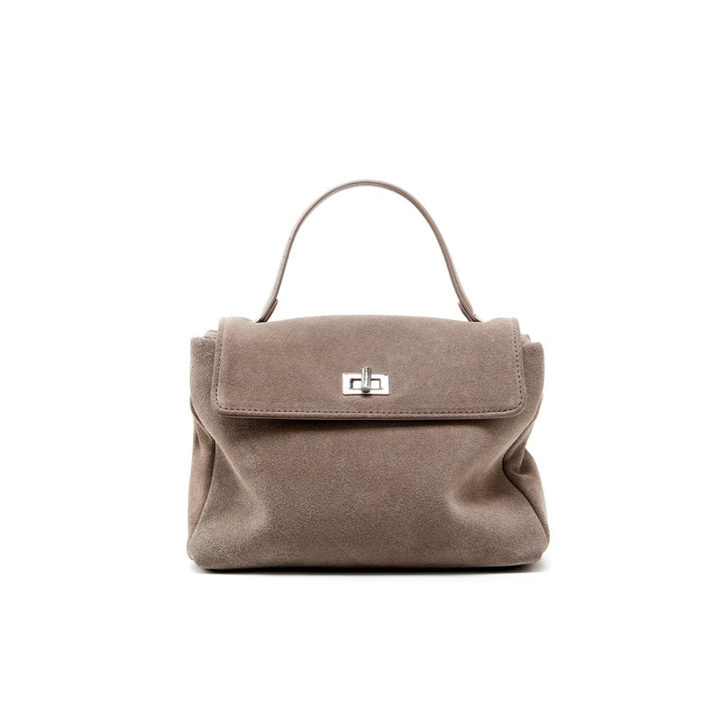 Damen samtige Handtasche mit edel glänzendem Verschluss Nord Taschen