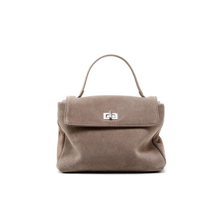 Damen samtige Handtasche mit edel glänzendem Verschluss Nord Taschen