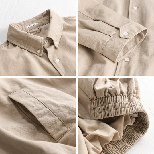Herren Leichte Baumwoll-Utility-Jacke mit Knopfleiste und elastischem Saum Nord Taschen