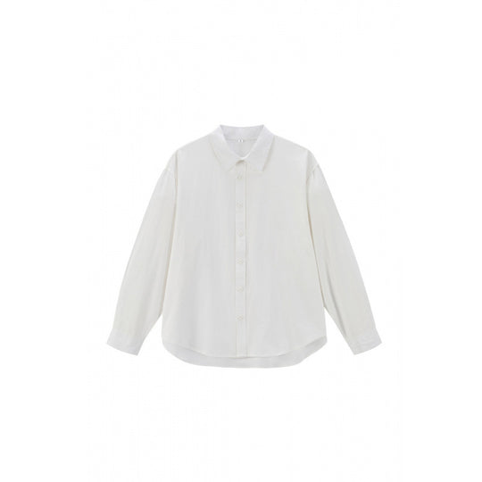 Damen Lockeres Oversize-Blusenhemd mit Kentkragen, durchgehender Knopfleiste und abgerundetem Saum Nord Taschen