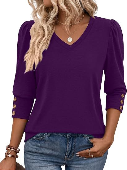 Damen Leopardenmuster V‑Neck Bluse mit 3/4-Ärmeln und geraffter Vorderpartie Nord Taschen