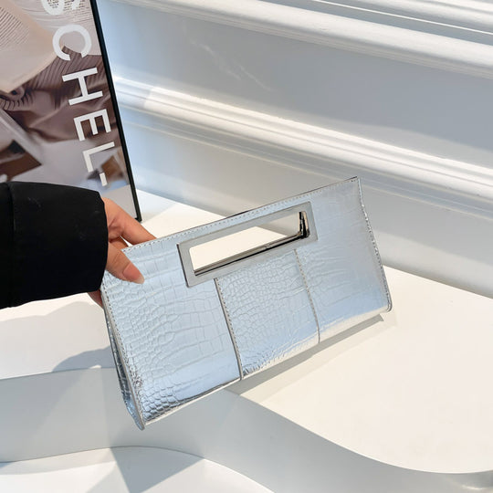 Damen elegante Clutch im Krokodil-Look mit modernem Edelstahlverschluss Nord Taschen