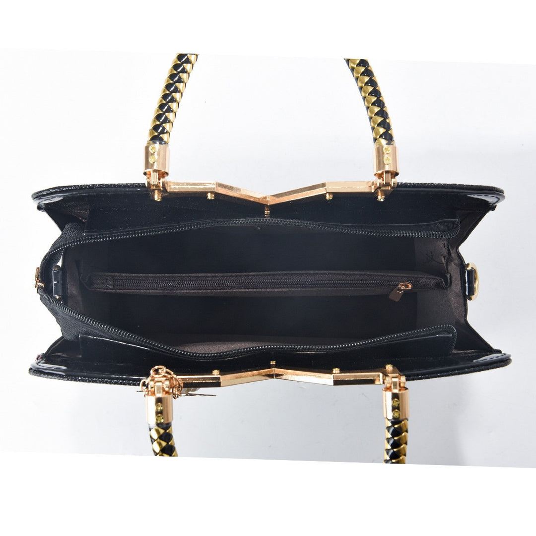 Damen elegante Handtasche mit luxuriöser Croco-Prägung und goldenen Akzenten Nord Taschen