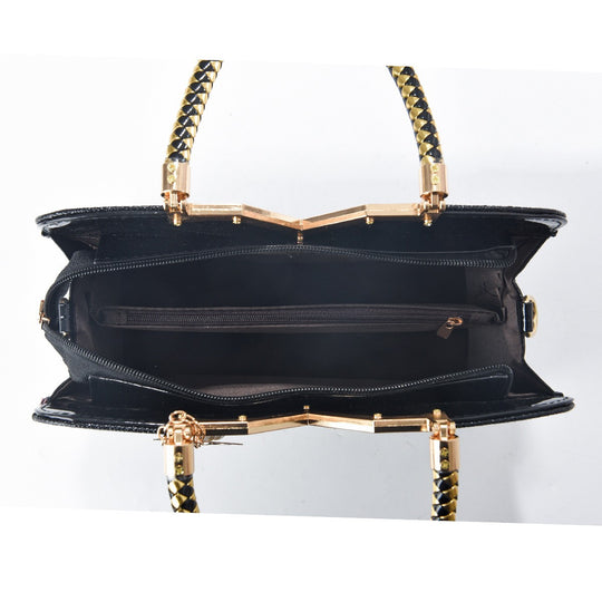 Damen elegante Handtasche mit luxuriöser Croco-Prägung und goldenen Akzenten Nord Taschen