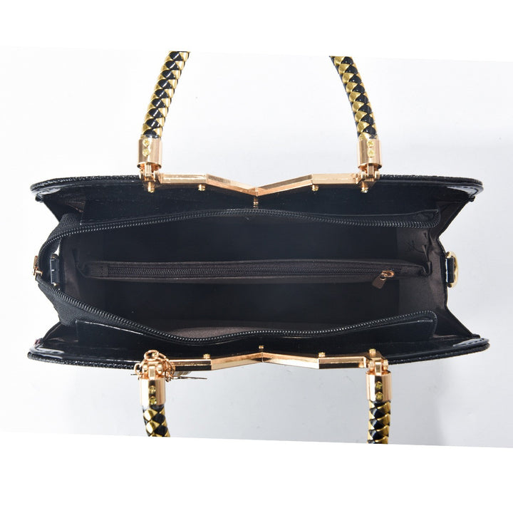 Damen elegante Handtasche mit luxuriöser Croco-Prägung und goldenen Akzenten Nord Taschen