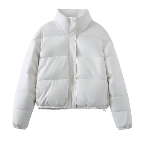 Damen Kurz geschnittene Steppjacke mit hohem Stehkragen, Druckknopfverschluss und elastischem Saum Nord Taschen