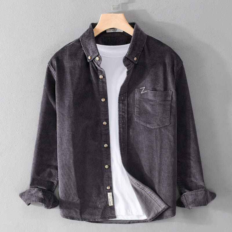 Herren Feines Cord-Overshirt mit Button-Down-Kragen und Brusttasche Nord Taschen