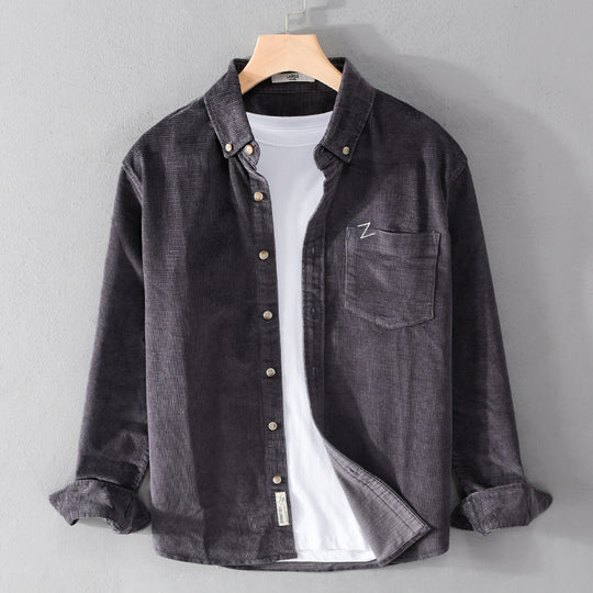Herren Feines Cord-Overshirt mit Button-Down-Kragen und Brusttasche Nord Taschen
