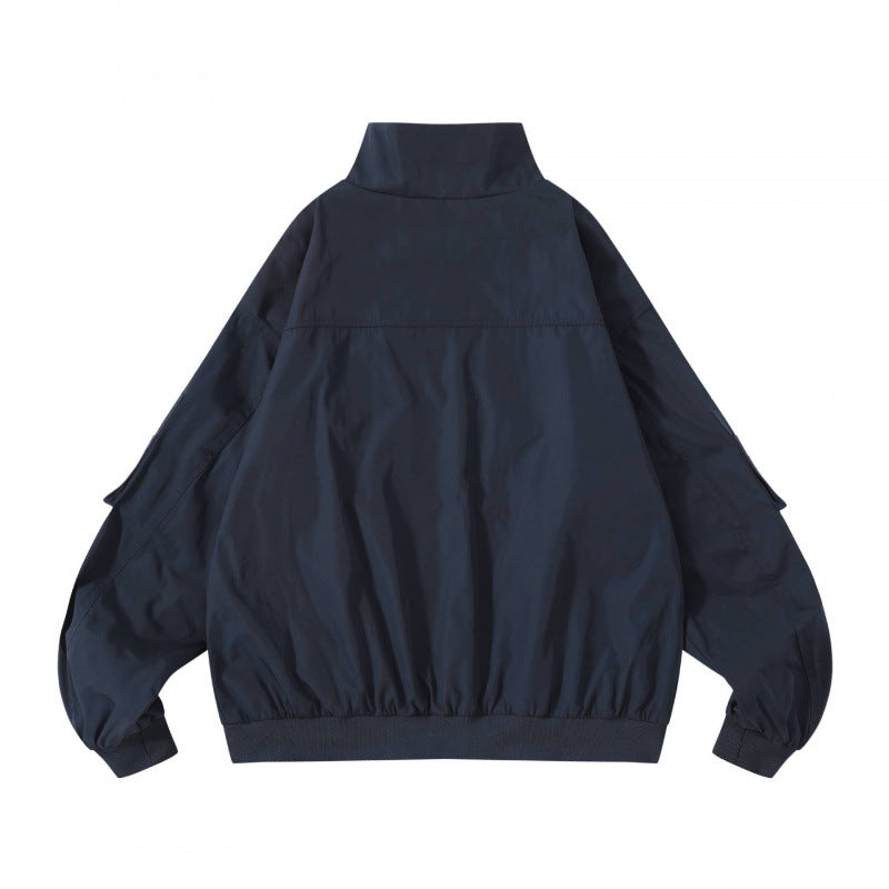 Unisex Kastige Utility-Bomberjacke mit Stehkragen, Reißverschluss und Ärmel-Taschen Nord Taschen