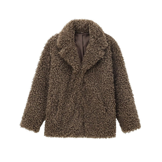 Damen Oversize-Kunstfell‑Teddyjacke mit Schalkragen und gefüttertem Innenfutter Nord Taschen