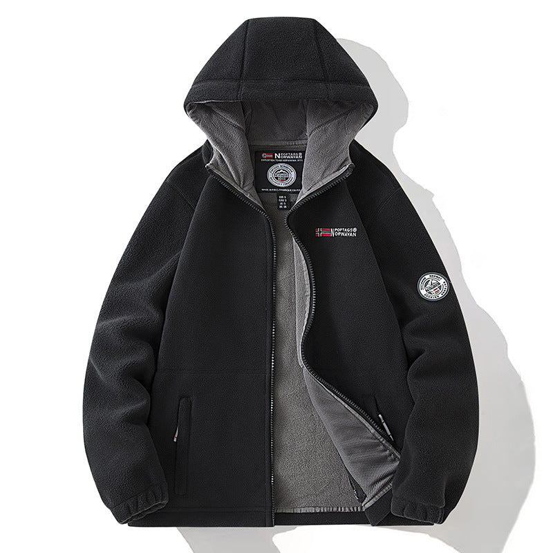 Damen Kapuzen-Fleecejacke mit wärmendem Teddyfutter und Reißverschluss Nord Taschen