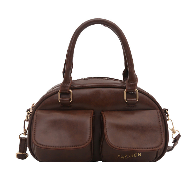 Damen stylische Lederhandtasche mit doppelten Fronttaschen Nord Taschen