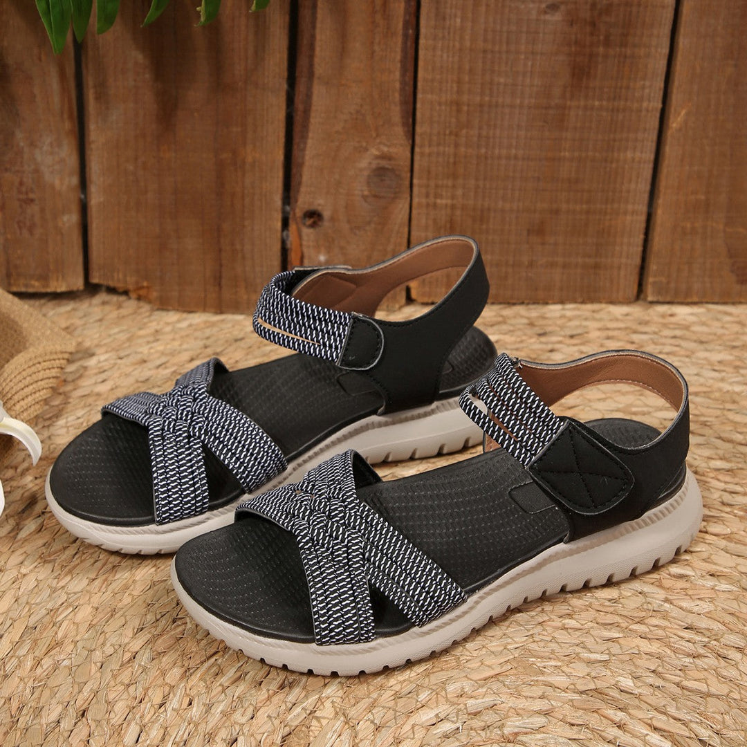 Damen Komfortable Sandalen mit geflochtenen Riemen und elastischem Band Nord Taschen