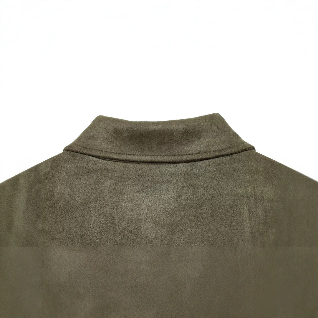 Damen Kurzjacke aus Velourslederimitat mit Hemdkragen und aufgesetzten Taschen Nord Taschen