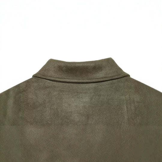 Damen Kurzjacke aus Velourslederimitat mit Hemdkragen und aufgesetzten Taschen Nord Taschen