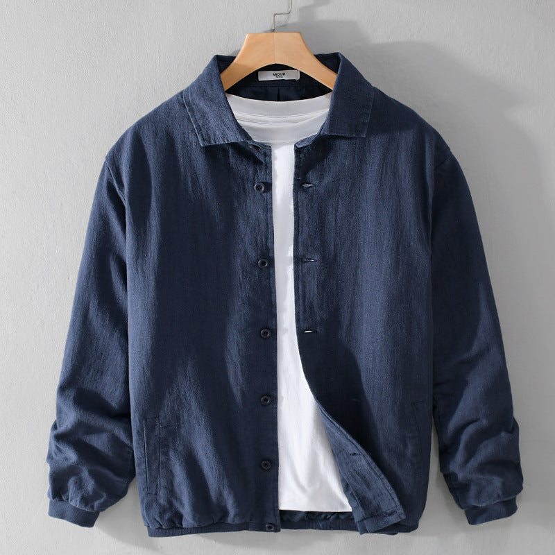 Herren Leichte Leinen-Hemdjacke mit Knopfleiste und Relaxed Fit Nord Taschen