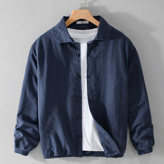 Herren Leichte Leinen-Hemdjacke mit Knopfleiste und Relaxed Fit Nord Taschen